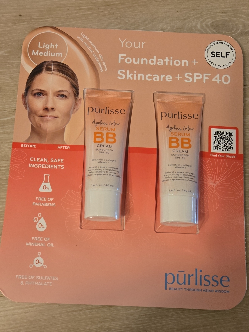 purlisse BB Cream Serum Duo in Peach/White Packaging